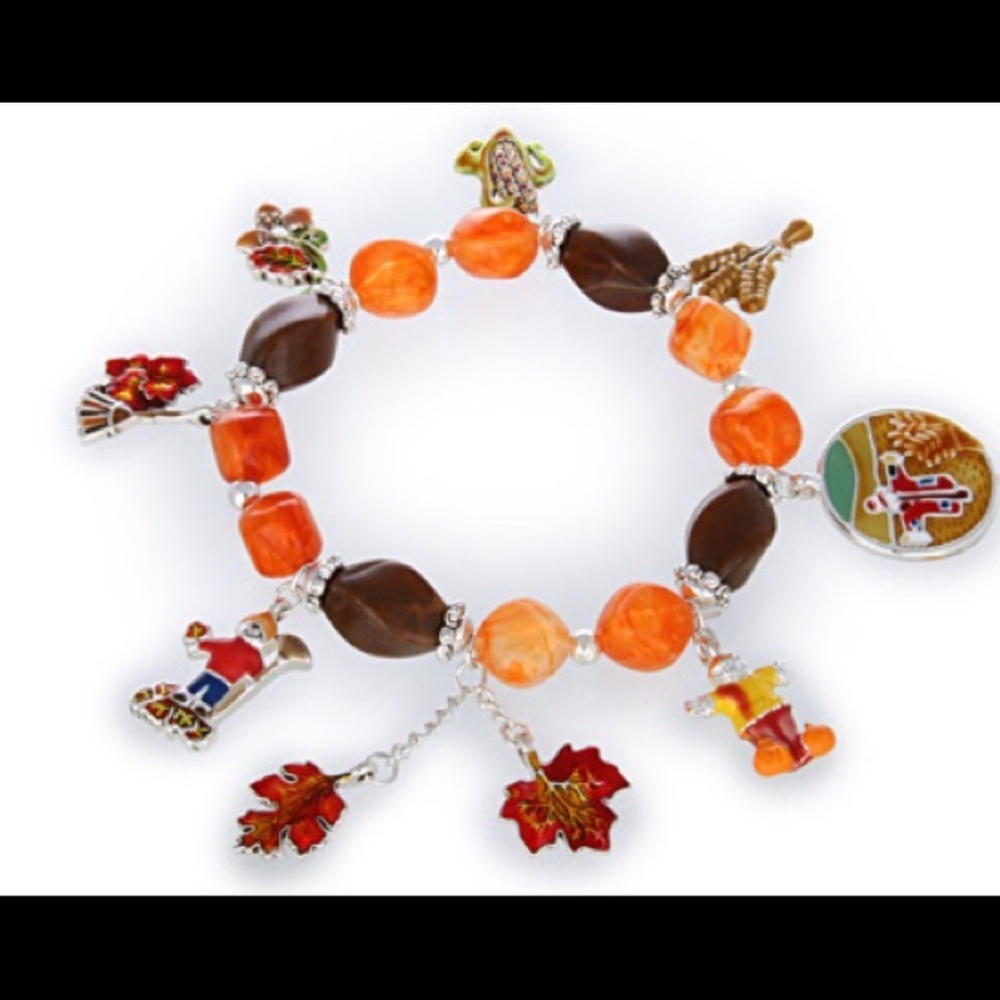 Beautiful new fall charms on a stretch bracelet.